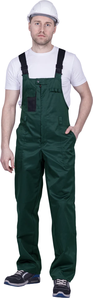 Костюм мужской ТЕХНИК от механических воздействий и ОПЗ (куртка, полукомбинезон), темно-зеленый/черный Кос 505