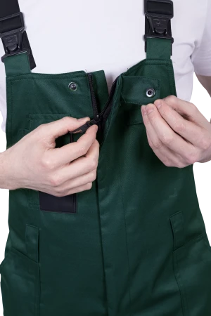 Костюм мужской ТЕХНИК от механических воздействий и ОПЗ (куртка, полукомбинезон), темно-зеленый/черный Кос 505