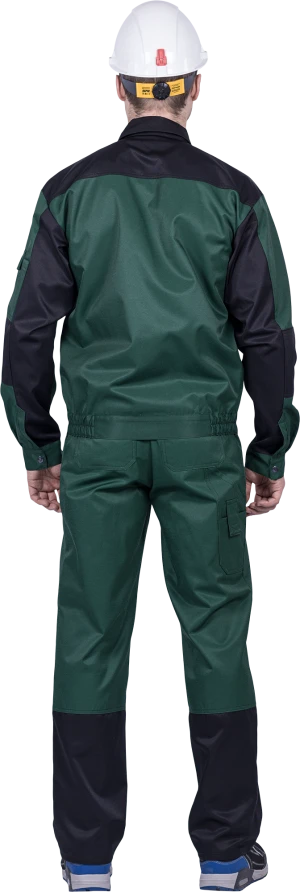 Костюм мужской ТЕХНИК от механических воздействий и ОПЗ (куртка, полукомбинезон), темно-зеленый/черный Кос 505