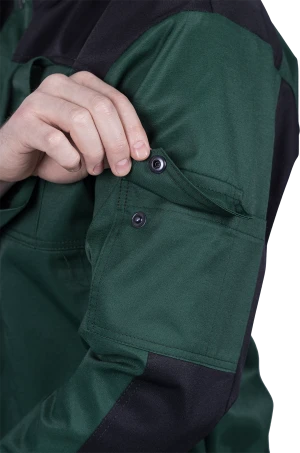 Костюм мужской ТЕХНИК от механических воздействий и ОПЗ (куртка, полукомбинезон), темно-зеленый/черный Кос 505