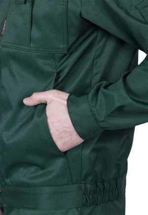 Костюм мужской ТЕХНИК от механических воздействий и ОПЗ (куртка, полукомбинезон), темно-зеленый/черный Кос 505