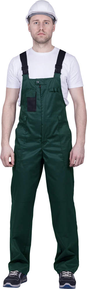 Костюм мужской ТЕХНИК от механических воздействий и ОПЗ (куртка, полукомбинезон), темно-зеленый/черный Кос 505