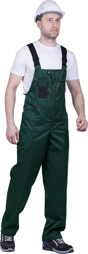 Костюм мужской ТЕХНИК от механических воздействий и ОПЗ (куртка, полукомбинезон), темно-зеленый/черный Кос 505