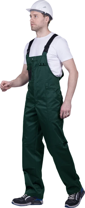 Костюм мужской ТЕХНИК от механических воздействий и ОПЗ (куртка, полукомбинезон), темно-зеленый/черный Кос 505