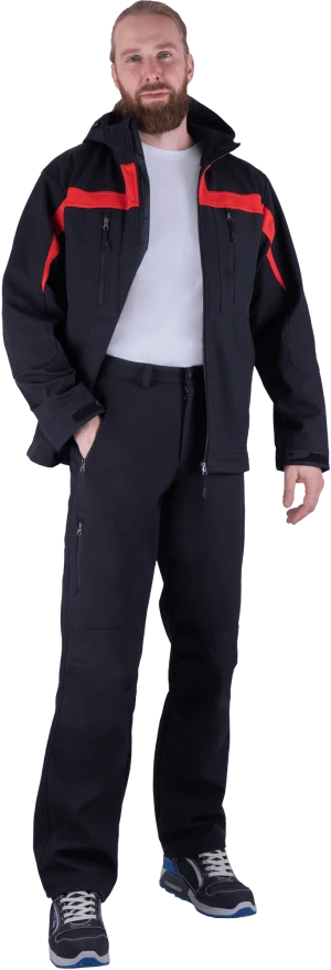 Куртка СОФТШЕЛЛ, черный-красный Кур 903