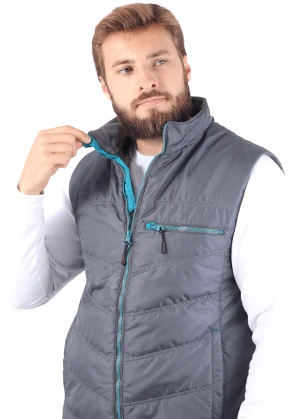 Жилет мужской ГАЛАКТИКА утепленный, серый/бирюза Жил 653