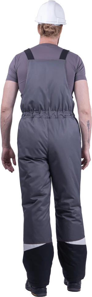 Костюм мужской КМ-10 ЛЮКС от пониженных температур воздуха и ветра, механических воздействий и ОПЗ (куртка, полукомбинезон), серый/красный/чёрный Кос 212