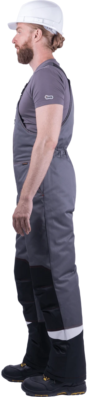 Костюм мужской КМ-10 ЛЮКС от пониженных температур воздуха и ветра, механических воздействий и ОПЗ (куртка, полукомбинезон), серый/красный/чёрный Кос 212