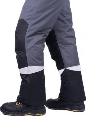 Костюм мужской КМ-10 ЛЮКС от пониженных температур воздуха и ветра, механических воздействий и ОПЗ (куртка, полукомбинезон), серый/красный/чёрный Кос 212